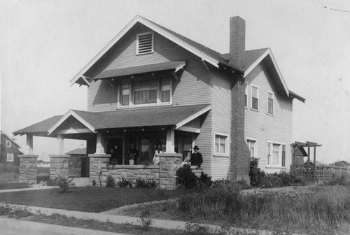 Redwood-siding home