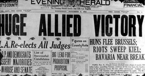 "Huge Allied Victory," newspaper headlines