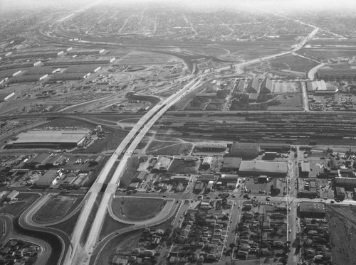 Long Beach Freeway and Washington Boulevard, looking south