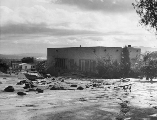 Littered street following flood in Burbank