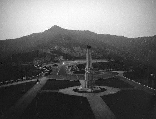 Griffith Observatory Astronomers Monument at sunset