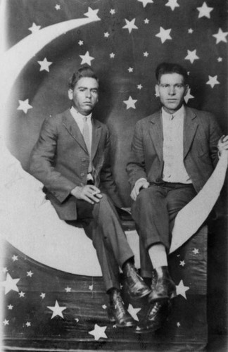 Two Mexican American men on moon