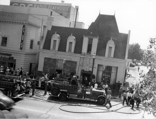 Los Angeles Fire Department trucks at Al Levy's Tavern