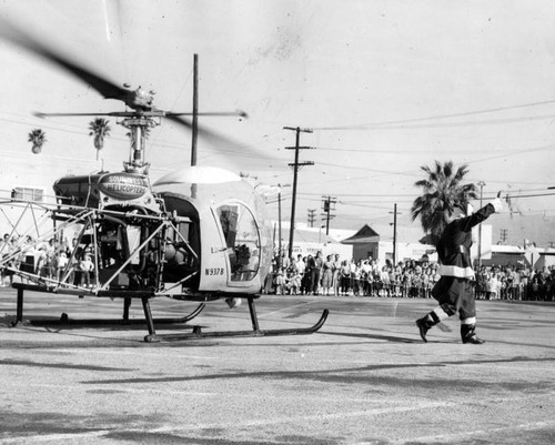 Santa arrives in whirlybird