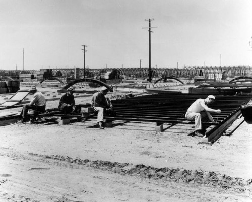 Construction of a quonset, view 1