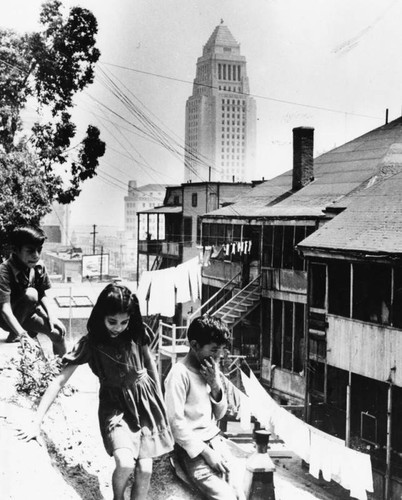 Children playing outside apartment