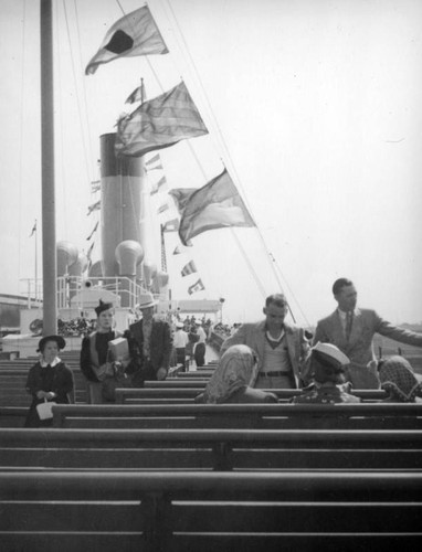 L. A. Harbor, looking for a seat on the S.S. Catalina