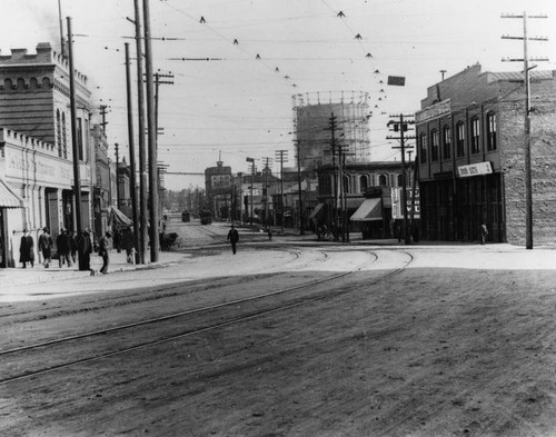 Street scene by a fire station