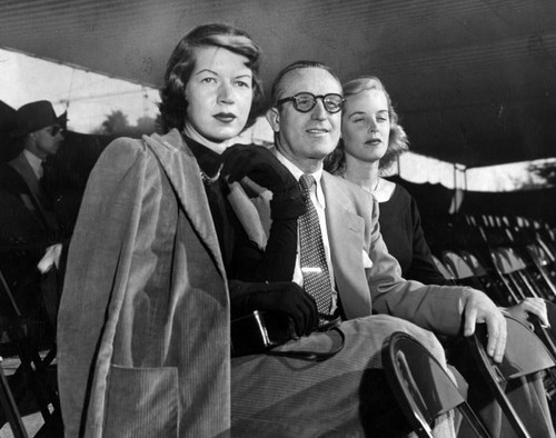 Harold Lloyd with daughters at tennis match
