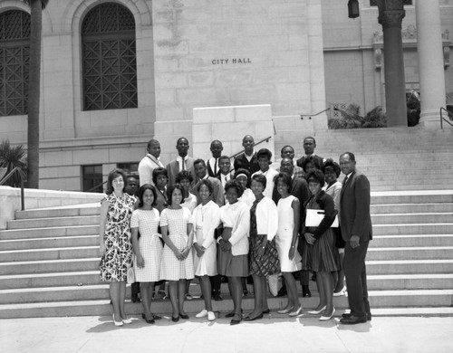 Councilman Tom Bradley with high school students