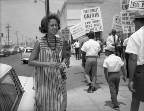 Demonstrators outside the Thriftimart