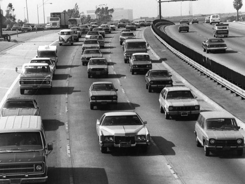 Heavy traffic on the Harbor Freeway