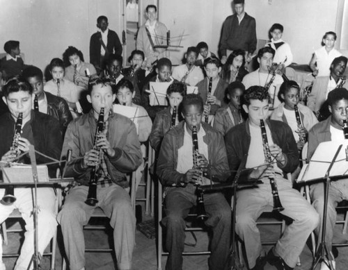 Children playing in a band, Aliso Village