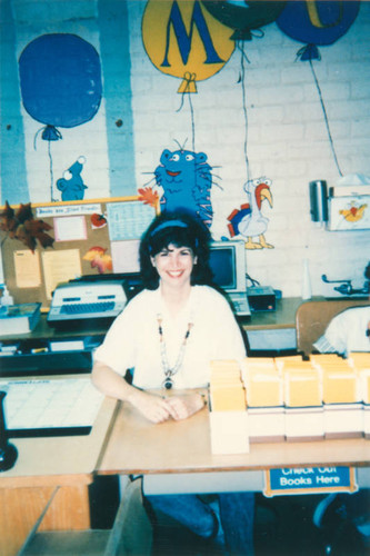 Woman in school library