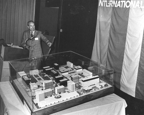 Eugene Moriarty shows model plan