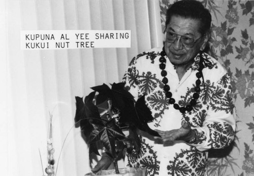 Hawaiian man with small tree