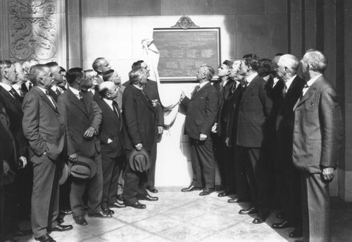 Dedication plaque, L.A. Chamber of Commerce