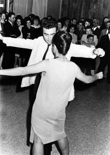 Iranian man and friend dancing