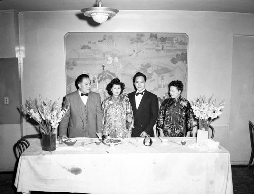 Willie Soo Hoo and his parents at his wedding reception