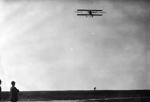 Biplane in flight