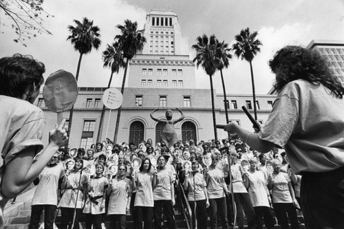 Women artists protest at City Hall