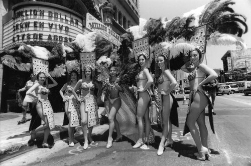 Show girls in front of Million Dollar Theatre