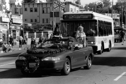 Modern parade car at Echo Park Christmas Parade