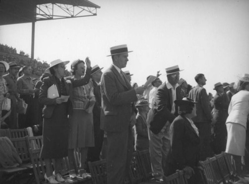 Standing on chairs at Hollywood Park