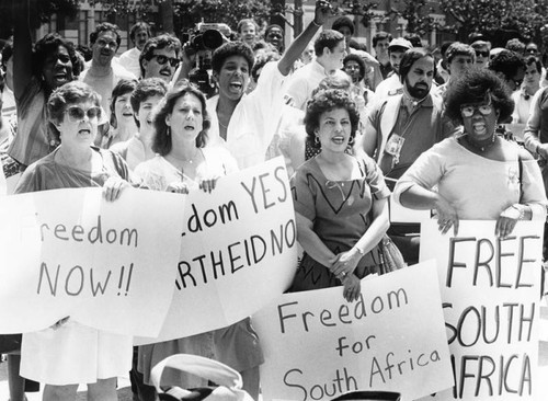 Demonstrators rally at University of Southern California