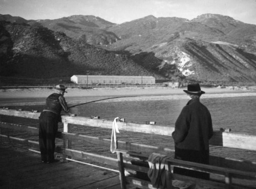 Fishing on a pier in Malibu