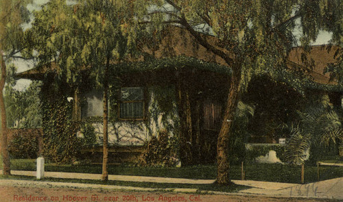 Hoover St. home, a color postcard
