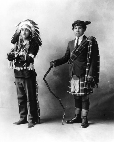 American Indian students in costume