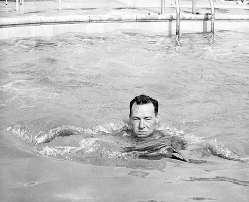 Mayor Samuel Yorty--into the pool every morning