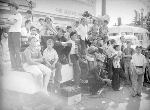 Children at an event in front of Schaub Market in San Gabriel