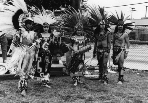 Aztec dancers at "Aztec Princess" mural dedication