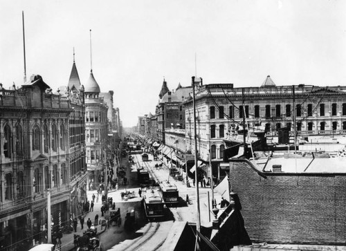 Spring and 1st Streets, 1880