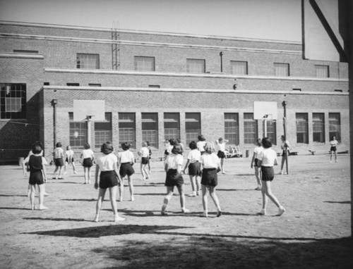 Playing volleyball at John Marshall High School