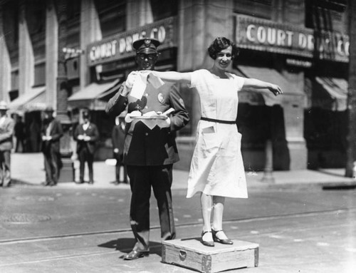 Traffic policeman has tea break