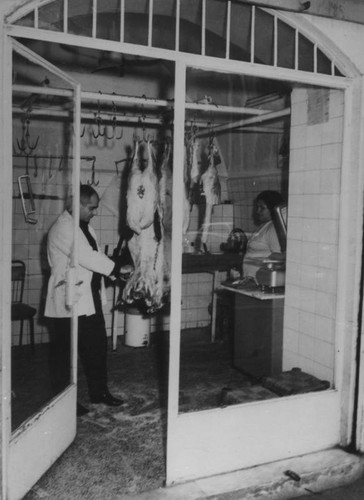 Armenian butcher in shop