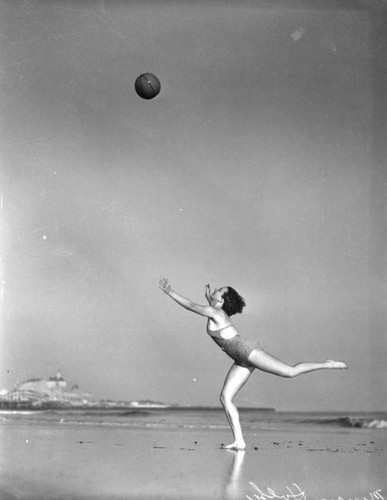 Miriam Holby frolicking at Long Beach, view 2