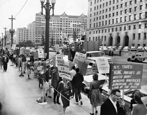 Angelenos protest HUAC hearings at Federal Building