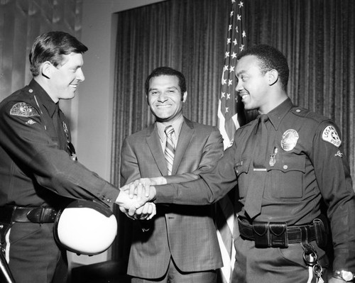 Councilman Billy Mills with LAPD officers