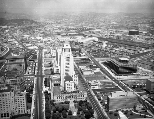 Civic Center neighborhood, Los Angeles, looking northeast