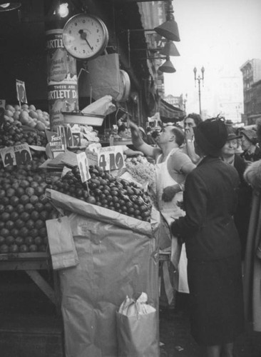 Buying fruit at Grand Central Market