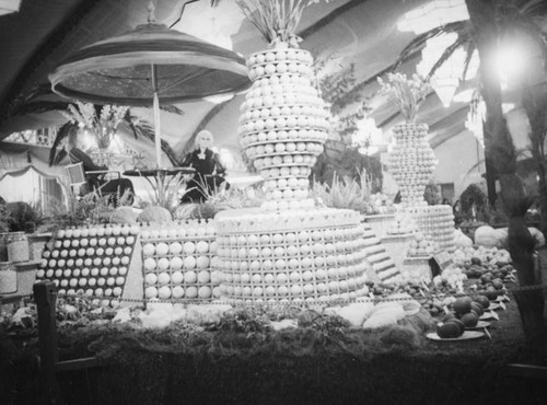 Agricultural exhibition in the Flower and Garden Pavilion at the Los Angeles County Fair