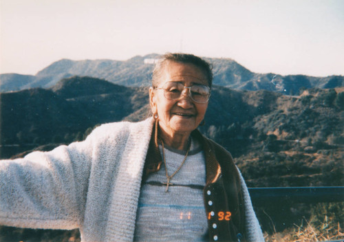 Geronima Casuay-Bañada poses by Hollywood sign