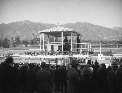 Viewing platform and starting gates, Santa Anita Racetrack