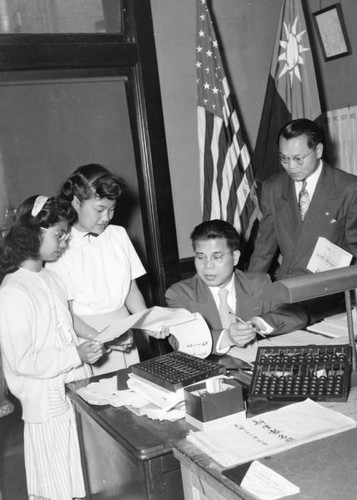 Students in an office