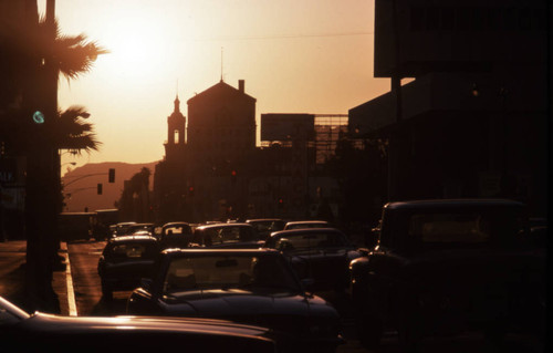 Sunset Boulevard during sunset — Calisphere