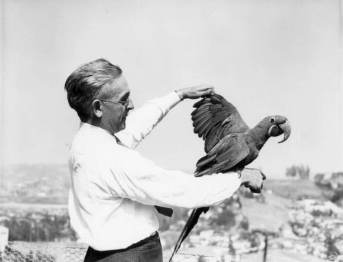 Man with parrot